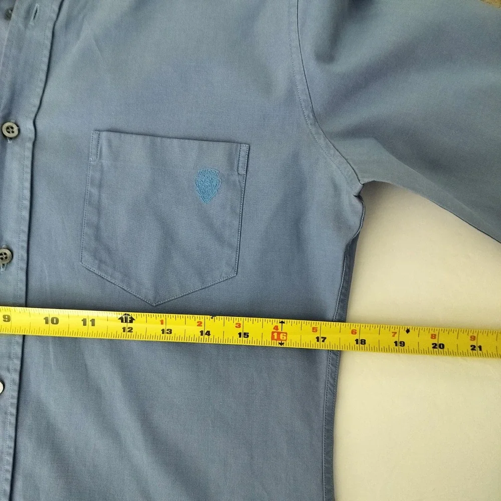 Gucci Mens Slim Fit Button Down Shirt Light Blue Crest Logo Long Sleeve 38 15‎